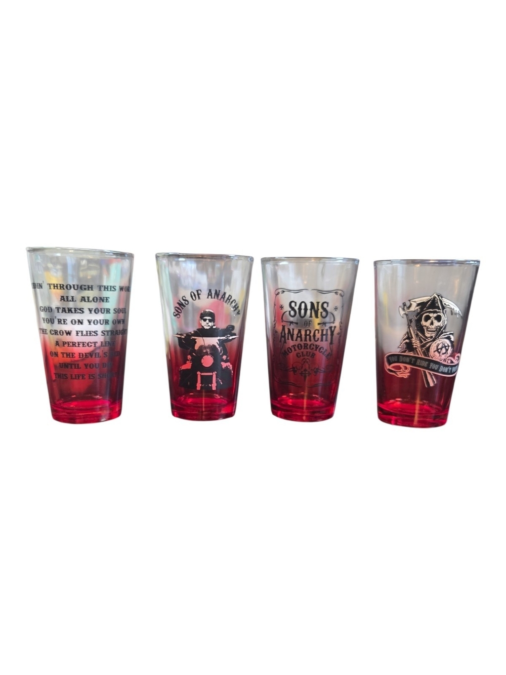 Sons of Anarchy Red Ombre Pint Glass Set - 4 Pack